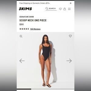 SKIMS Black Scoop Neck One Piece NWOT